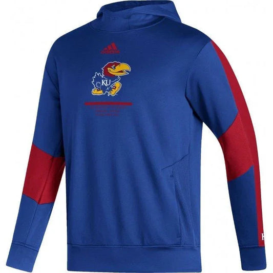Kansas Jayhawks Adidas blue and red hooded sweatshirt or hoodie NEW - AutographsForSale.com