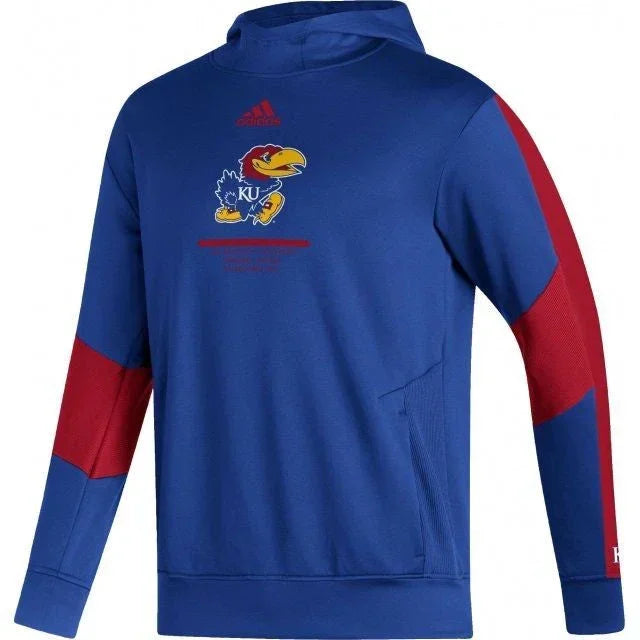 Kansas Jayhawks Adidas blue & red hooded sweatshirt hoodie - AutographsForSale.com