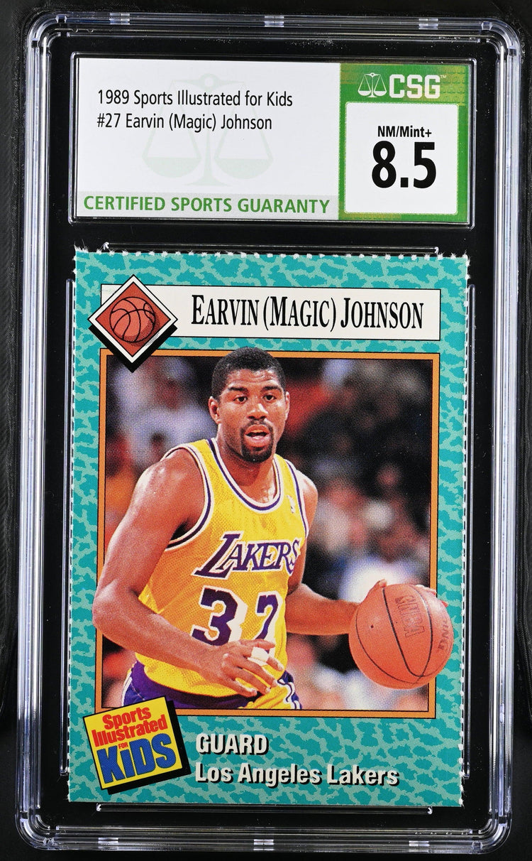 Magic Johnson LA Lakers 1989 SI for Kids card CSG grade 8.5 - AutographsForSale.com