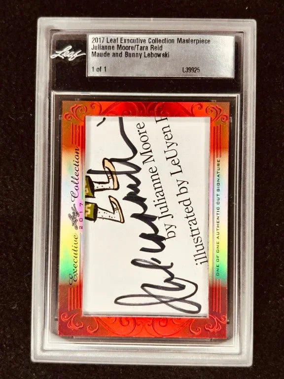 Julianne Moore & Tara Reid 2017 Leaf Masterpiece Cut Signature certified signed card 1/1 JSA Big Lebowski - AutographsForSale.com