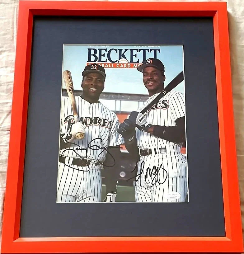 Tony Gwynn & Fred McGriff autographed Padres 1991 Beckett Baseball cover framed JSA - AutographsForSale.com