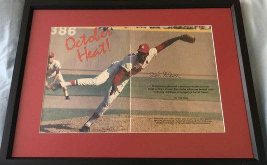 Bob Gibson signed St Louis Cardinals magazine photo spread framed JSA - AutographsForSale.com