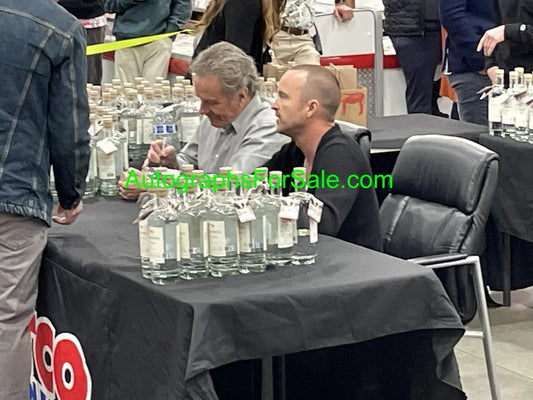 Bryan Cranston Aaron Paul Breaking Bad autographed Dos Hombres Mezcal Bottle JSA - AutographsForSale.com