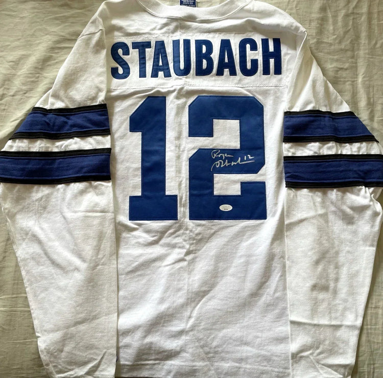 Roger Staubach signed Dallas Cowboys Champion Throwbacks jersey JSA - AutographsForSale.com