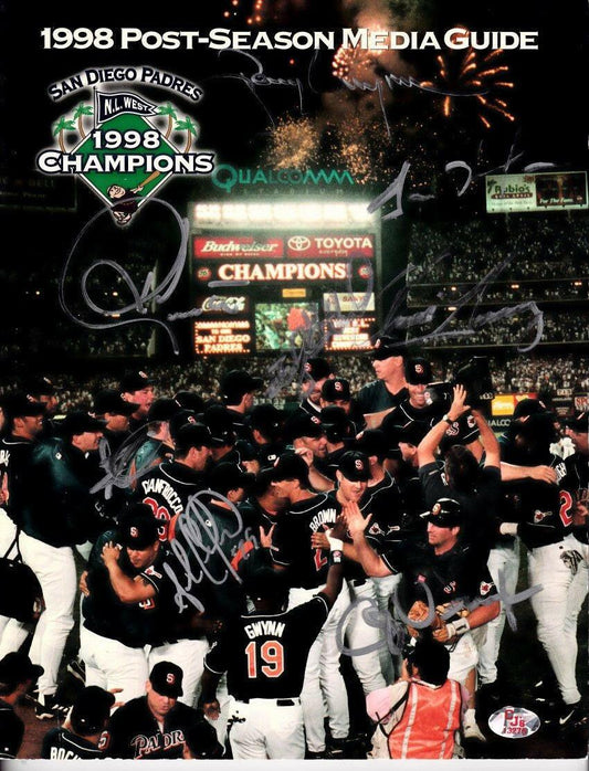 1998 San Diego Padres autographed Media Guide Ken Caminiti Tony Gwynn Trevor Hoffman Greg Vaughn JSA - AutographsForSale.com