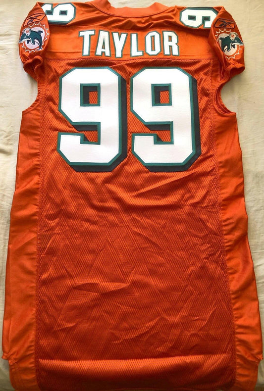 Jason Taylor Dolphins 2004 Reebok team issued orange game model jersey NEW - AutographsForSale.com