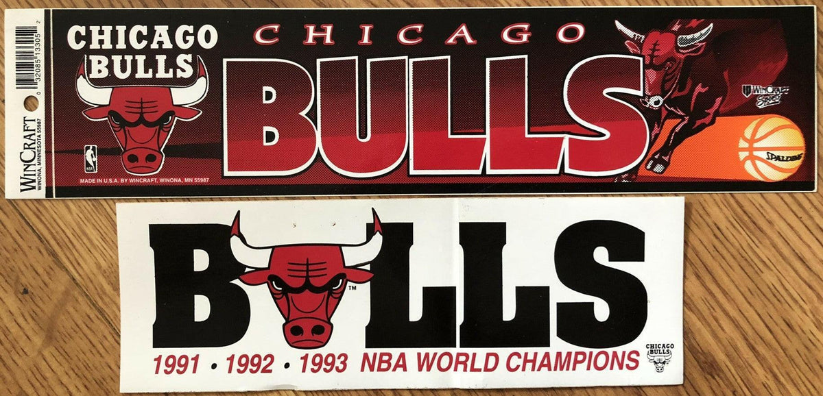 Chicago Bulls 2 unused Bumper stickers 1991 1992 1993 NBA World Champions & Undated - AutographsForSale.com