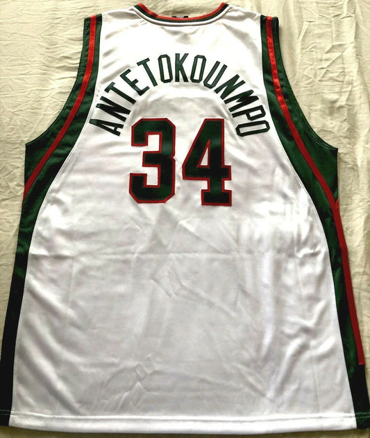 Giannis Antetokounmpo Milwaukee Bucks Adidas 2013-14 ROOKIE white game model jersey NEW - AutographsForSale.com