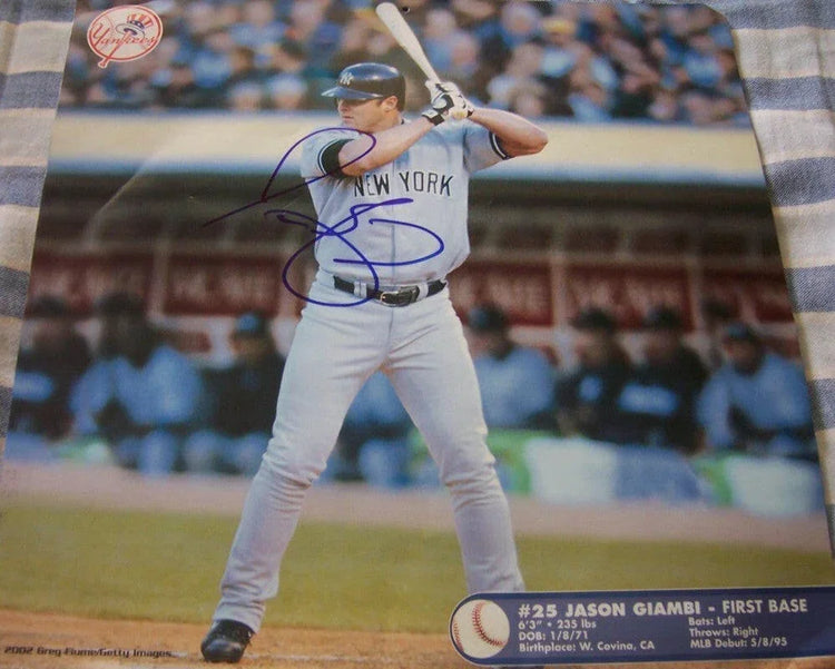 Jason Giambi autographed NY Yankees 2003 calendar photo - AutographsForSale.com