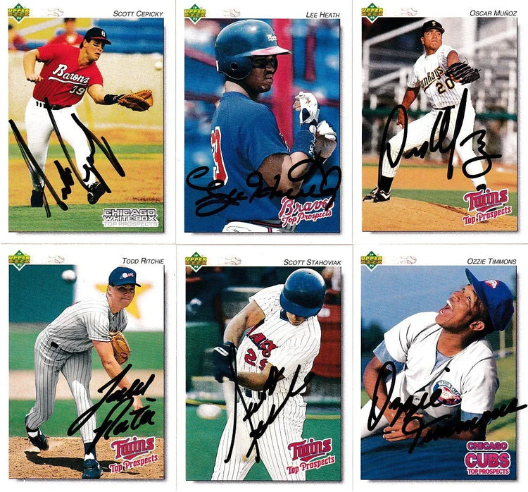 6 1992 Upper Deck Minors baseball autographed cards Todd Richie Scott Stahoviak Ozzie Timmons - AutographsForSale.com