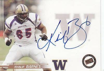 Khalif Barnes certified autograph Washington Huskies 2005 Press Pass card - AutographsForSale.com