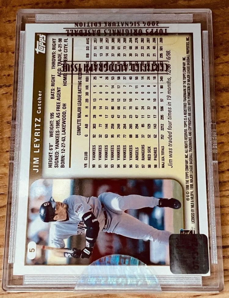 Jim Leyritz certified signed SD Padres 2004 Topps Buyback 1999 card - AutographsForSale.com
