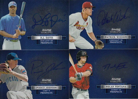 4 2012 Bowman Sterling certified signed cards D J Davis Nolan Fontana Pierce Johnson Patrick Wisdom - AutographsForSale.com