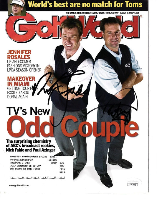Paul Azinger & Nick Faldo signed 2005 Golf World issue JSA - AutographsForSale.com