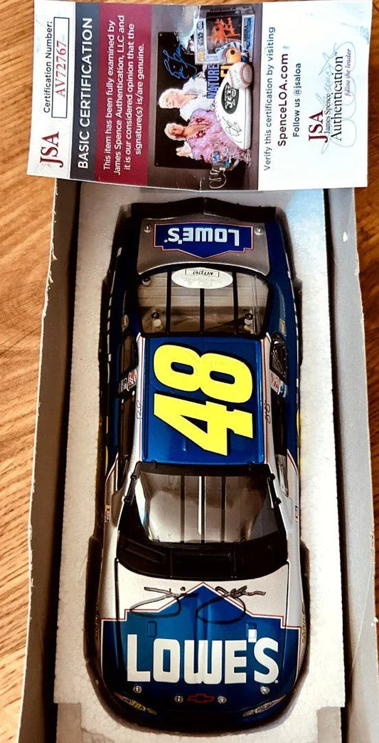 Jimmie Johnson autographed 2002 Lowe’s 1:24 Action Collectibles diecast car JSA - AutographsForSale.com