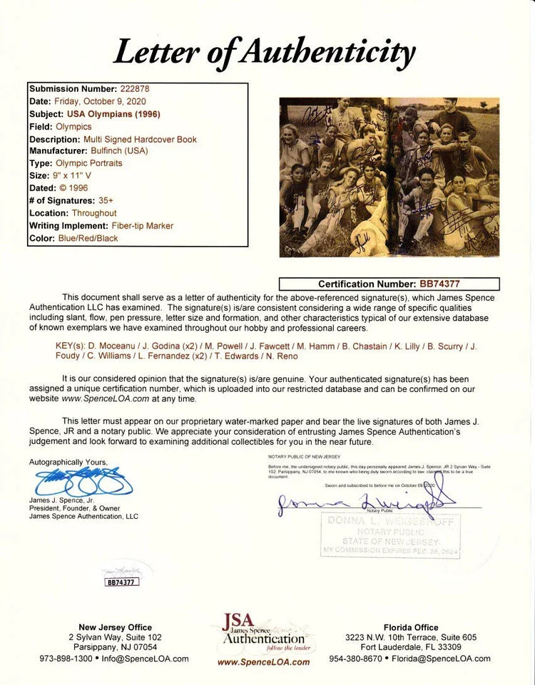 1996 US Olympic book signed by Gold Medal Soccer & Softball teams JSA - AutographsForSale.com