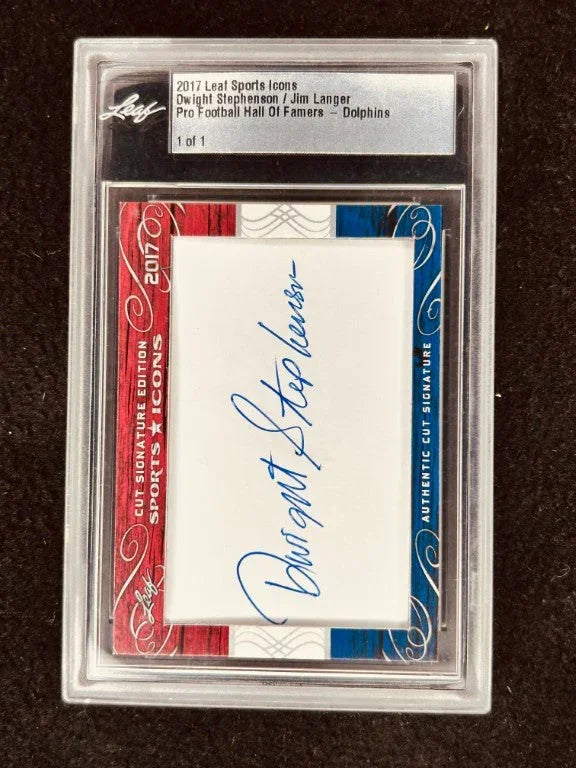 Dwight Stephenson & Jim Langer 2017 Leaf Sports Icons Cut Signature card 1/1 Dolphins - AutographsForSale.com