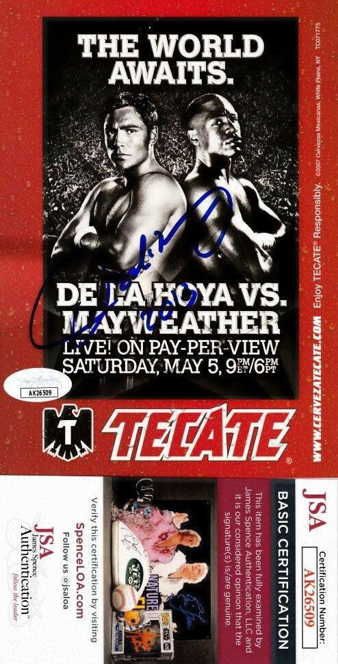 Oscar De La Hoya autographed 2007 boxing 5x7 promo card vs. Floyd Mayweather JSA - AutographsForSale.com