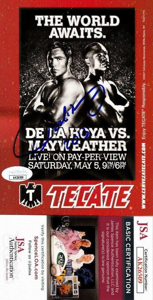 Oscar De La Hoya signed 2007 boxing 5x7 promo card vs Floyd Mayweather JSA - AutographsForSale.com