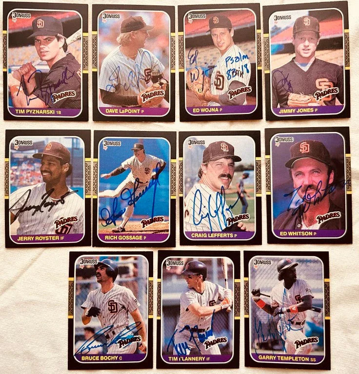 11 autographed 1987 Donruss San Diego Padres cards Goose Gossage Bruce Bochy Garry Templeton - AutographsForSale.com