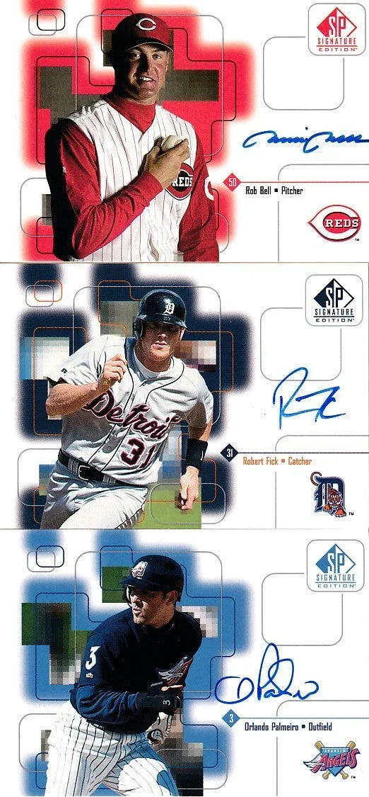 Rob Bell Robert Fick & Orlando Palmeiro certified signed 1999 Upper Deck SP Signature cards - AutographsForSale.com