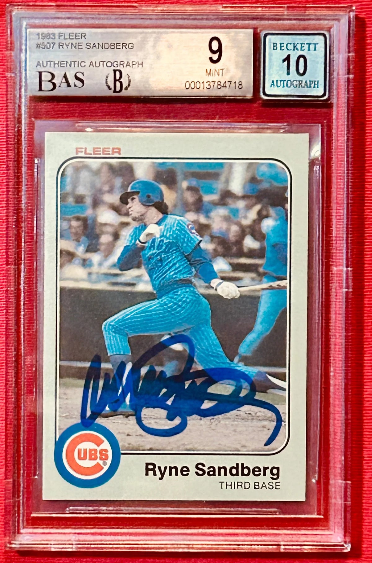 Ryne Sandberg autographed Chicago Cubs 1983 Fleer Rookie Card BAS BGS Graded 9 10 - AutographsForSale.com