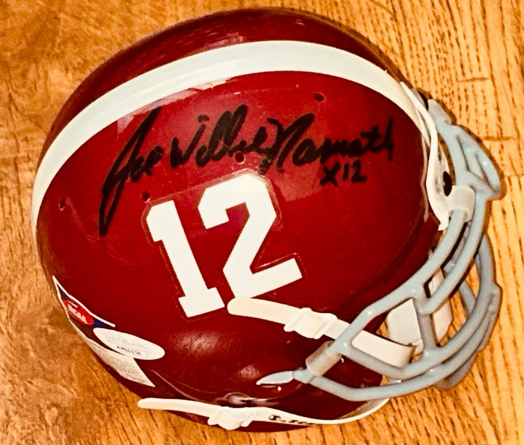 Joe Namath signed Alabama Schutt mini helmet JSA - AutographsForSale.com