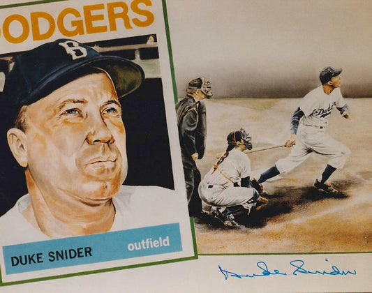Duke Snider signed Brooklyn Dodgers 8x10 color art photo - AutographsForSale.com