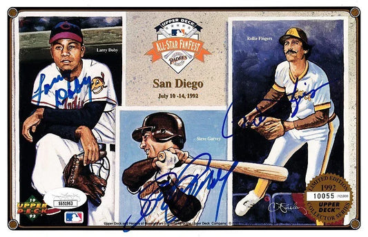 Larry Doby Rollie Fingers Steve Garvey signed 1992 Upper Deck All-Star card sheet JSA - AutographsForSale.com