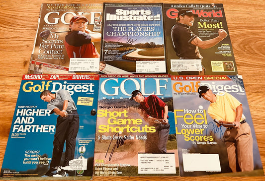 8 Sergio Garcia autographed golf & Golfweek issues covers - AutographsForSale.com