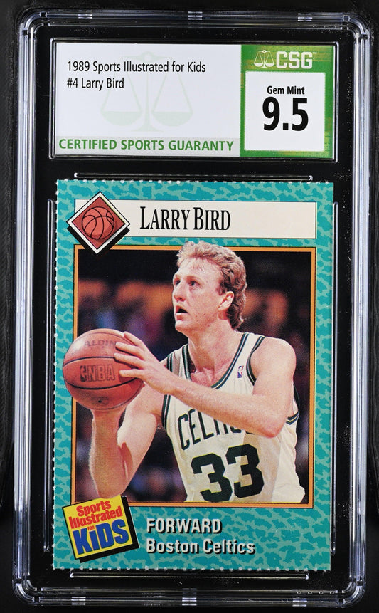 Larry Bird Boston Celtics 1989 Sports Illustrated for Kids card CSG graded 9.5 MINT PLUS - AutographsForSale.com