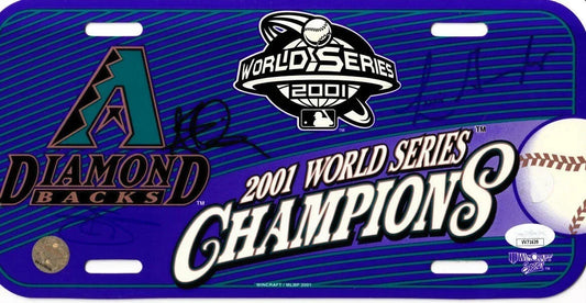 Luis Gonzalez Steve Finley Reggie Sanders signed Diamondbacks 2001 World Series Champions license plate JSA - AutographsForSale.com