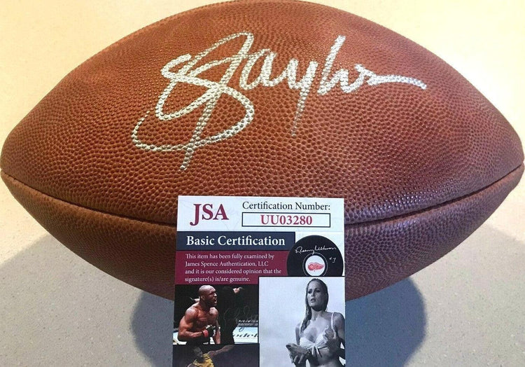 Lawrence Taylor signed NFL game football JSA NY Giants - AutographsForSale.com