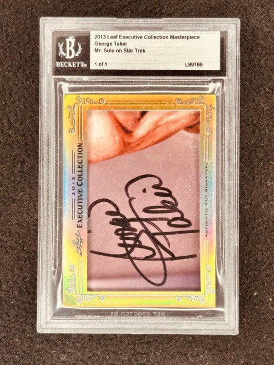 George Takei 2013 Leaf Masterpiece Cut Signature certified signed card 1/1 JSA Star Trek - AutographsForSale.com