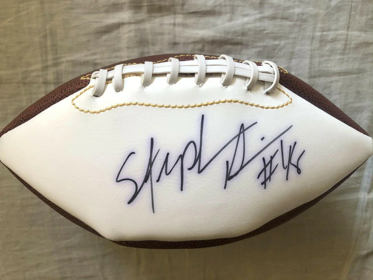 Stephen Davis signed white panel football Auburn Carolina Panthers Redskins - AutographsForSale.com