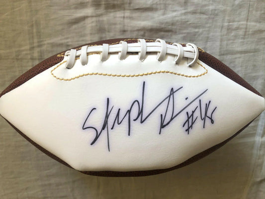 Stephen Davis autographed full size white panel football - AutographsForSale.com