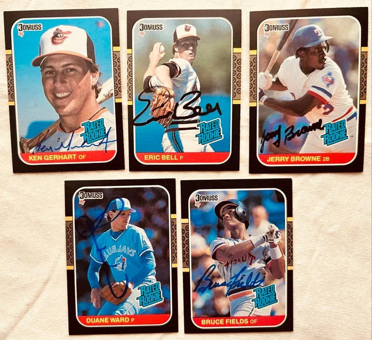 5 signed 1987 Donruss Rated RCs Duane Ward Jerry Browne - AutographsForSale.com