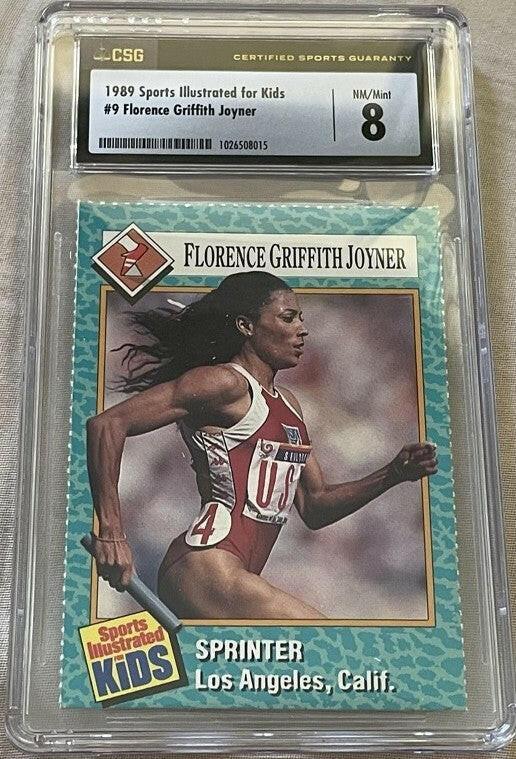 Florence Griffith Joyner 1989 Sports Illustrated For Kids Rookie Card CSG Graded 8 NrMt-Mt - AutographsForSale.com