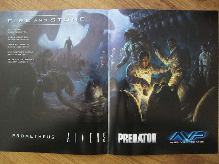 Prometheus Fire & Stone Aliens AVP 2014 SDCC Dark Horse mini foldout poster - AutographsForSale.com