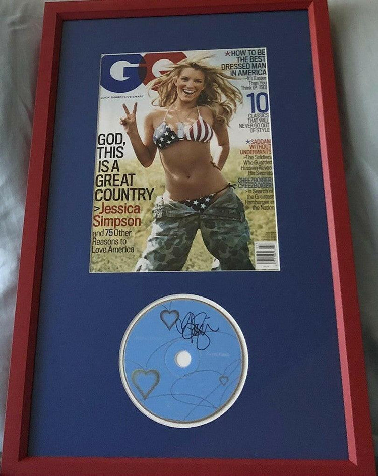 Jessica Simpson signed Sweet Kisses CD framed 2005 GQ bikini cover JSA - AutographsForSale.com
