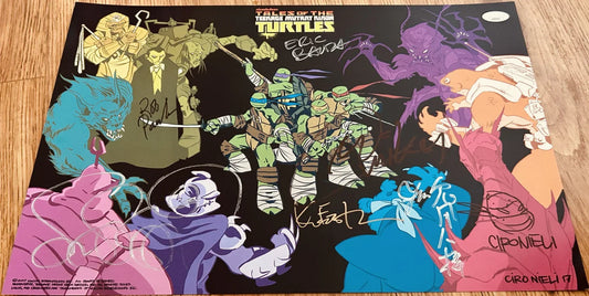 Teenage Mutant Ninja Turtles cast signed 2017 SDCC poster Kevin Eastman Rob Paulsen JSA - AutographsForSale.com
