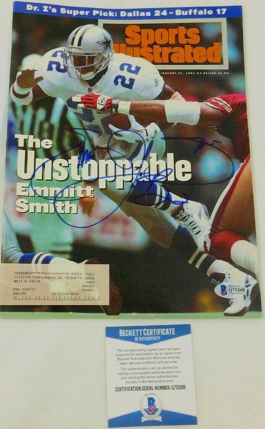 Emmitt Smith signed Dallas Cowboys 1994 Sports Illustrated BAS - AutographsForSale.com