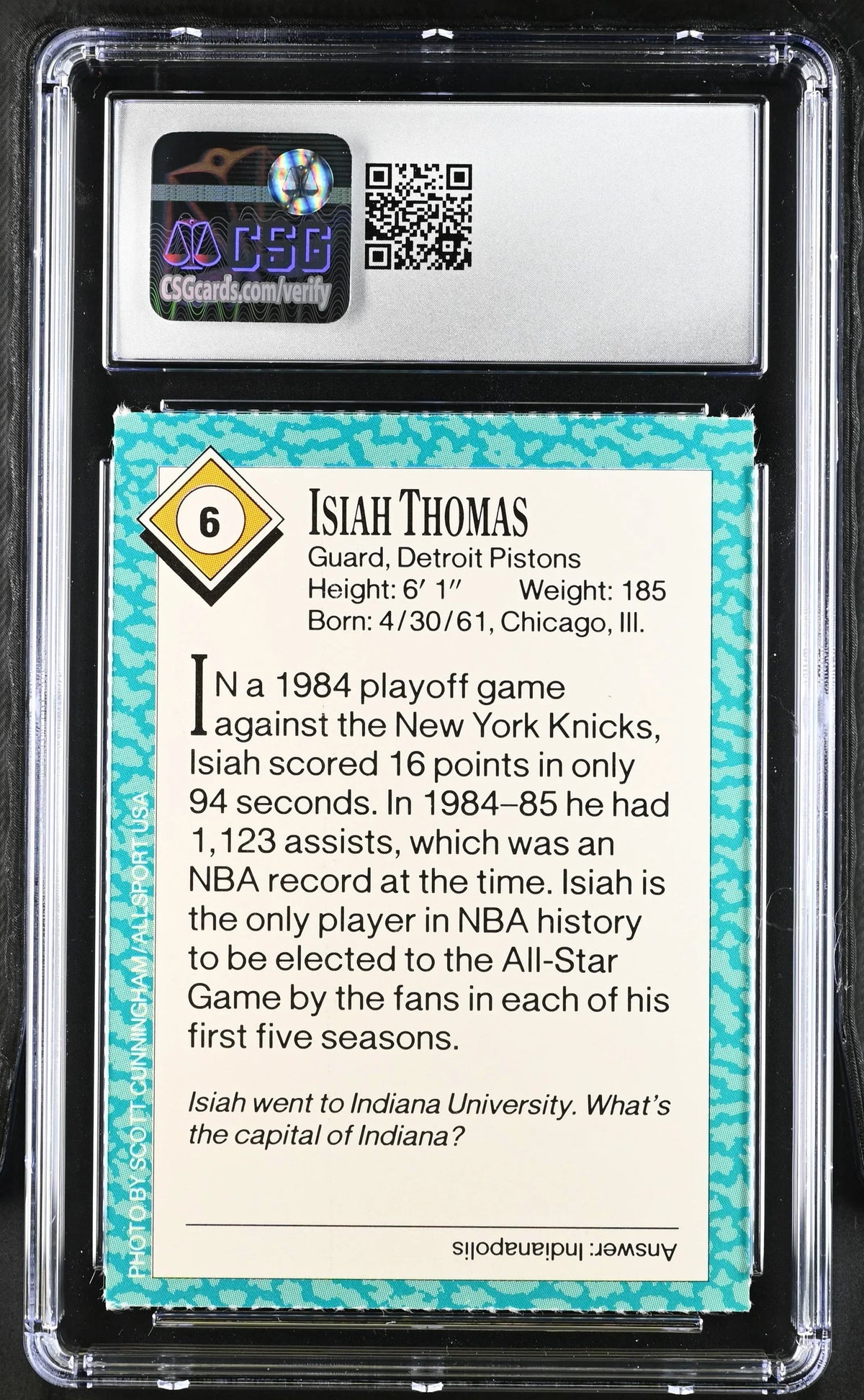 Isiah Thomas Detroit Pistons 1989 SI for Kids card CSG 8.5 - AutographsForSale.com