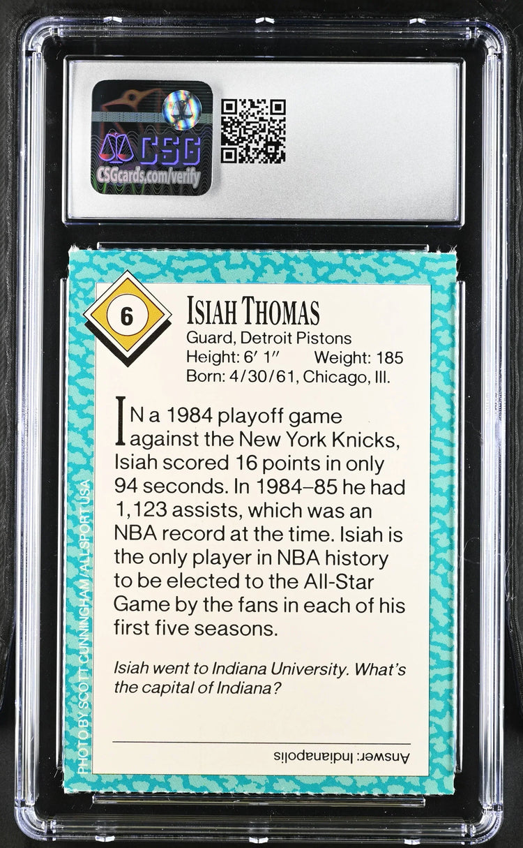 Isiah Thomas Detroit Pistons 1989 SI for Kids card CSG 8.5 - AutographsForSale.com