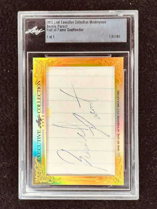 Bernie Parent 2015 Leaf Masterpiece Cut Signature certified autograph card 1/1 JSA Bruins Flyers - AutographsForSale.com