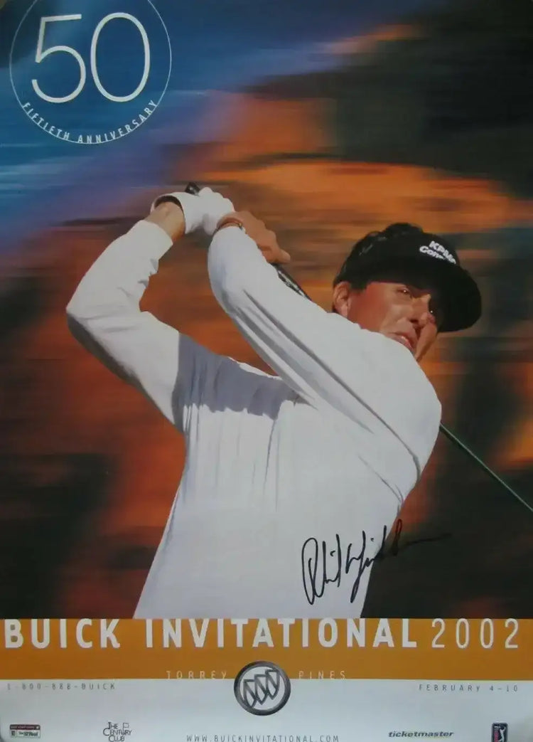 Phil Mickelson signed 2002 Buick PGA Tour golf 18x24 poster JSA - AutographsForSale.com