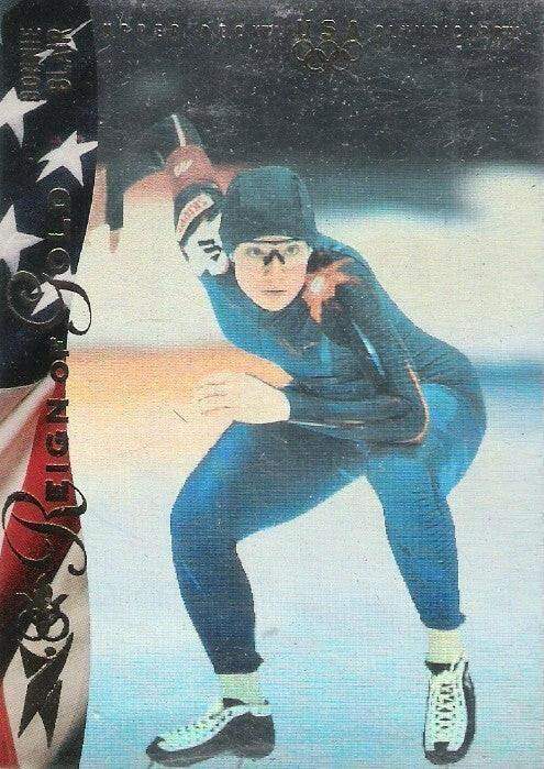 Bonnie Blair speed skating 1996 Upper Deck Olympic Reign of Gold Hologram insert card - AutographsForSale.com