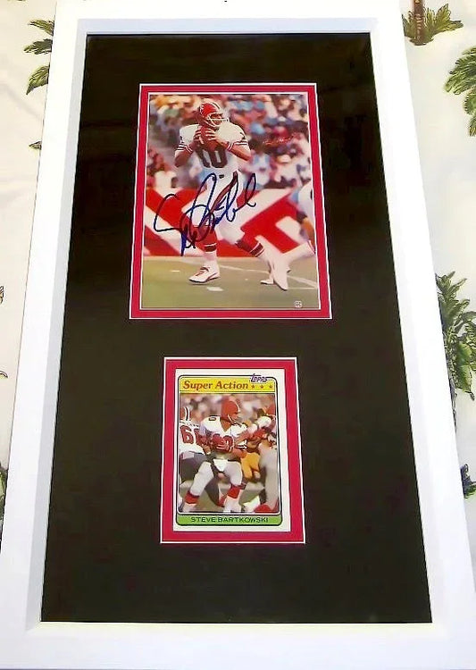 Steve Bartkowski signed Atlanta Falcons 4x6 photo card framed 1981 Topps card JSA - AutographsForSale.com
