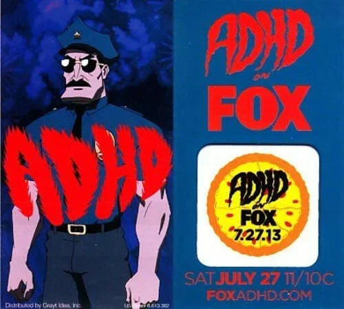 Axe Cop Animation Domination 2013 SDCC poster & Adhd sticker card - AutographsForSale.com