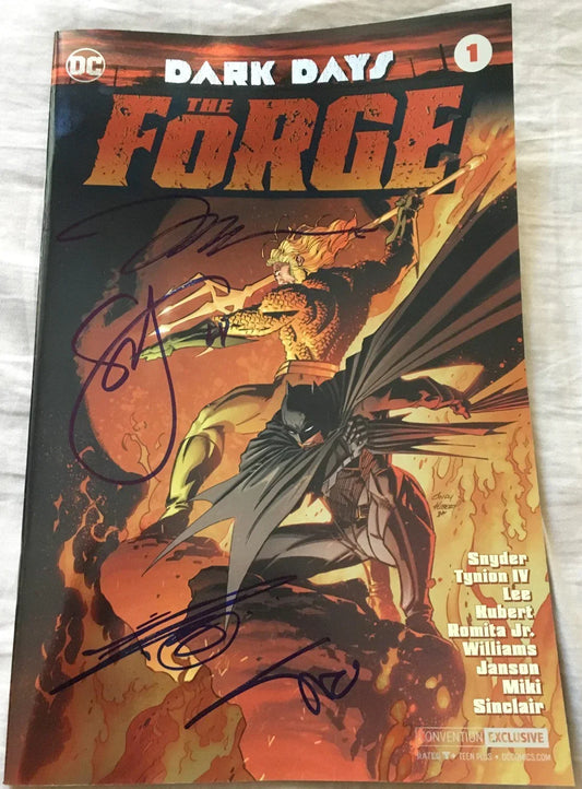 Jim Lee Danny Miki Alex Sinclair Scott Snyder signed Dark Days Forge DC comic 1 foil cover variant - AutographsForSale.com